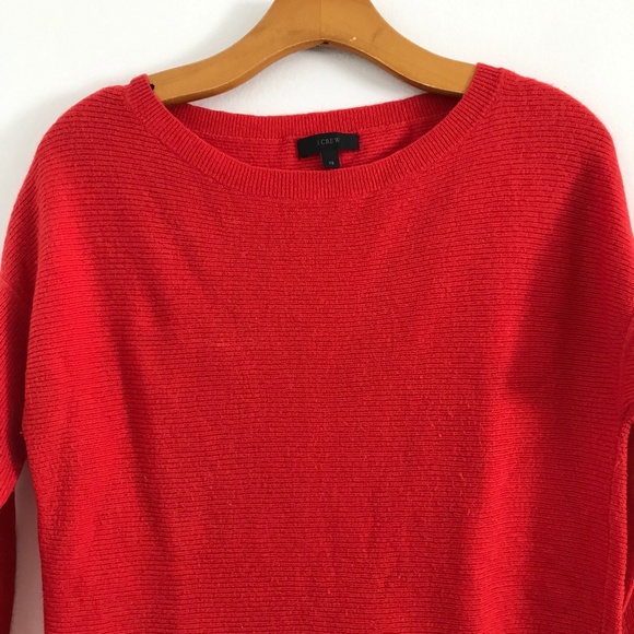 J CREW WOMENS SWEATER WOOL RED OBERSIZED LONG SLEEVE SLOUCHY XS - Picture 2 of 9